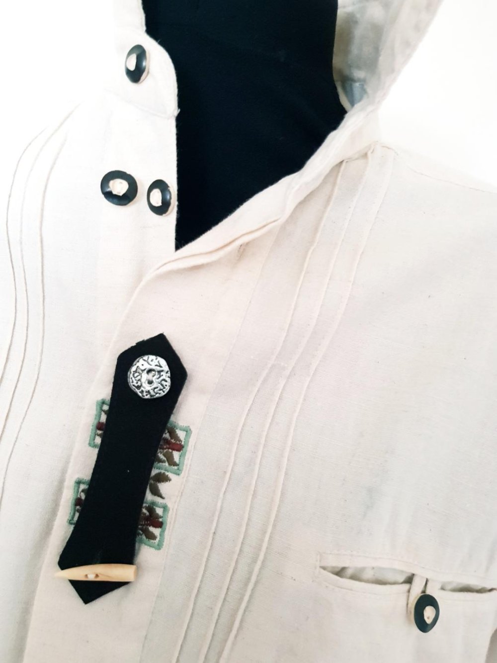 Trachtenhemd Almrausch München beige Natur Leinen Gr. M