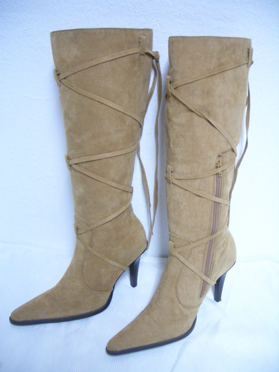Damenstiefel in Gr.40 Wildlederbraun seitlichen Reisverschluss NEU