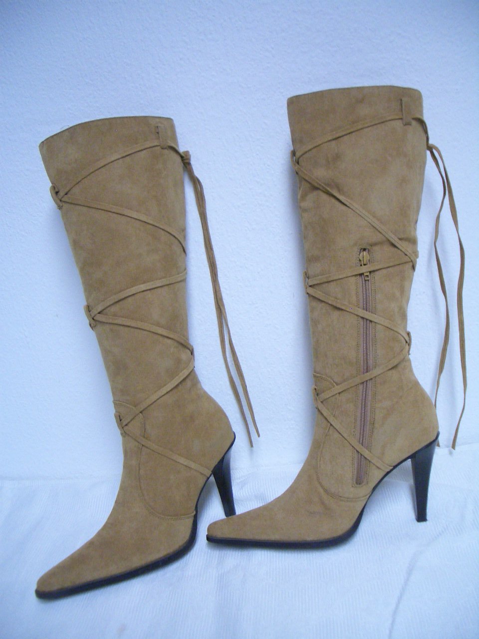 Damenstiefel in Gr.40 Wildlederbraun seitlichen Reisverschluss NEU