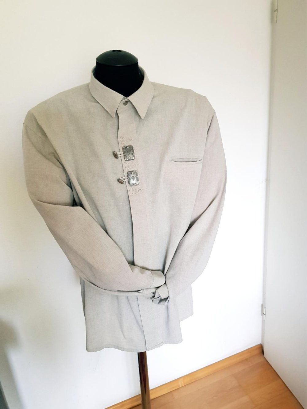 Trachtenhemd Landhaus C & A grau Baumwolle Gr. XL