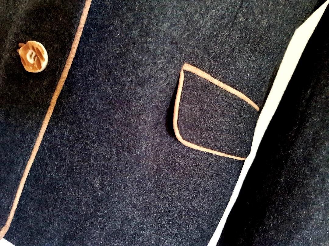 Trachtenjanker - Damen Fa.~Almwerk~ dunkel Wolle, Leder Gr. 46 NEU