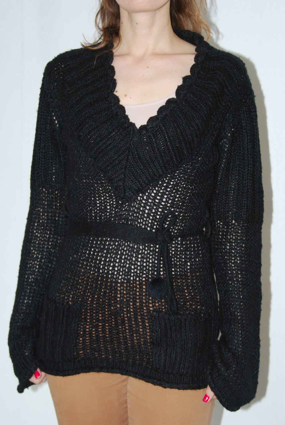 CARLING  Damen Pullover 36 S Strickjacke Langarm schwarz Pulli