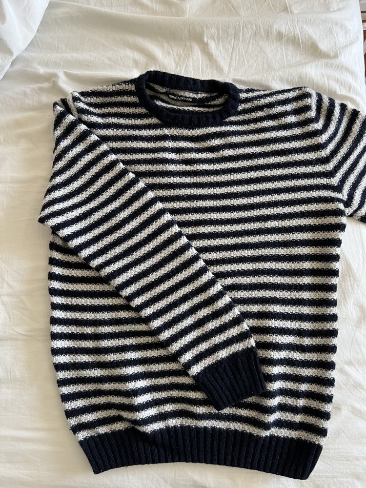 Matrosenpullover, 70% Wolle, OVERSIZED (gestreifter Pullover)