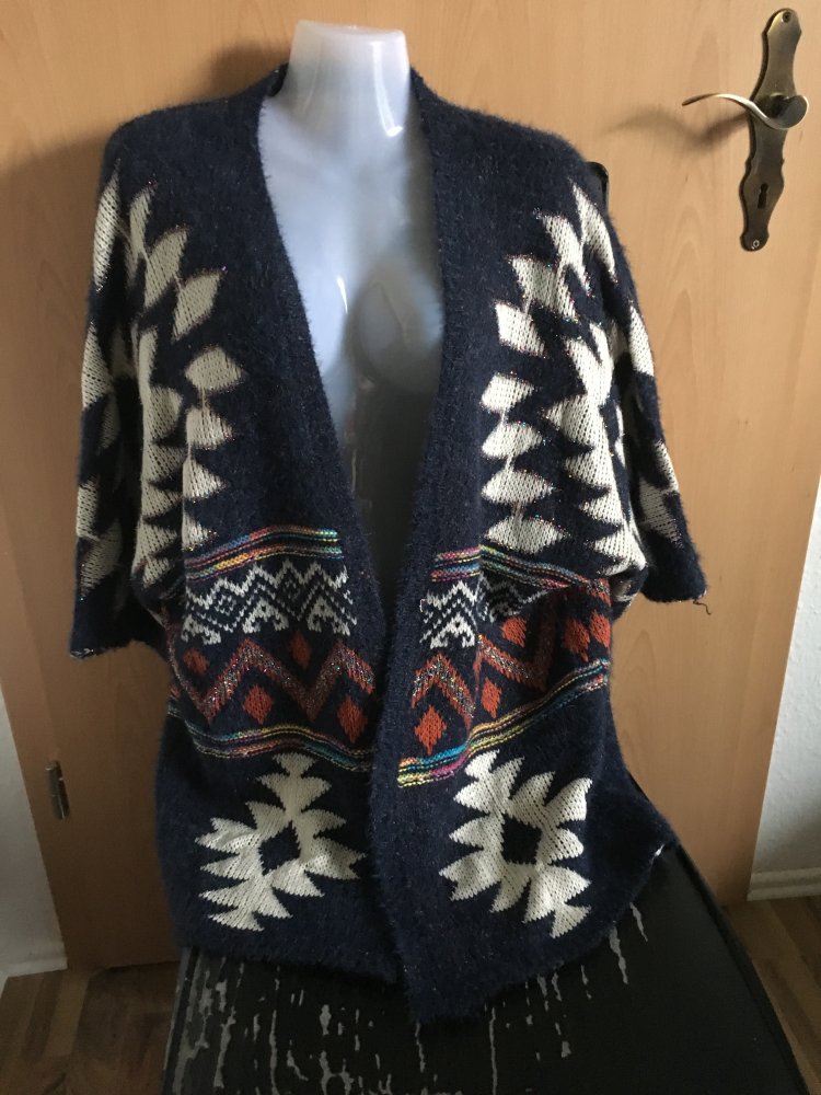 Langarm Ärmeliger Strickjacke mit ethnischem Druck Gr.42/44
