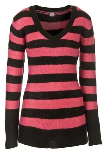 Pullover schwarz pink gestreift Gr.38/40
