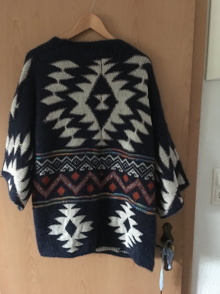 Langarm Ärmeliger Strickjacke mit ethnischem Druck Gr.42/44