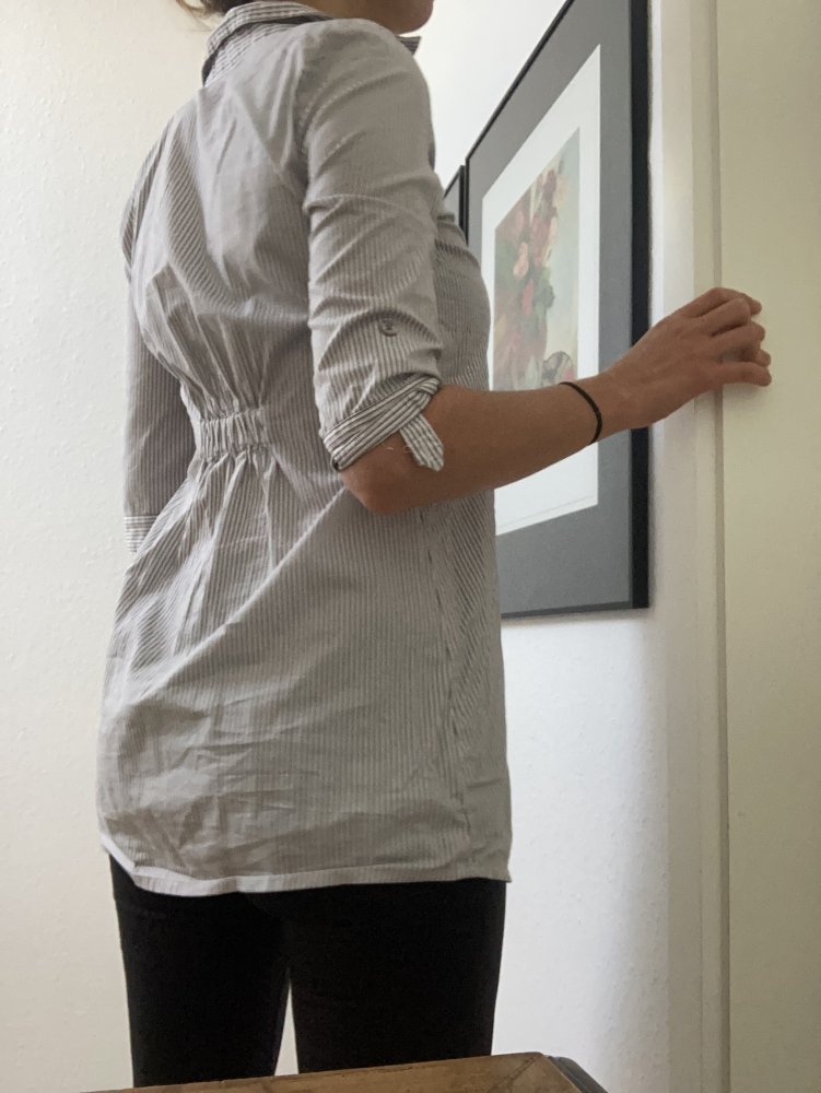 Bluse Vero Moda XS 34 gestreift weiß grau schwarz Top Oberteil Hemd Blogger