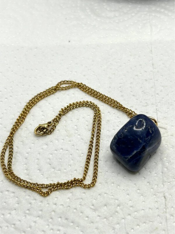 SALE Wunderschöne Vintage Kette Edelstahl/vergoldet mit Lapislazuli Anhänger