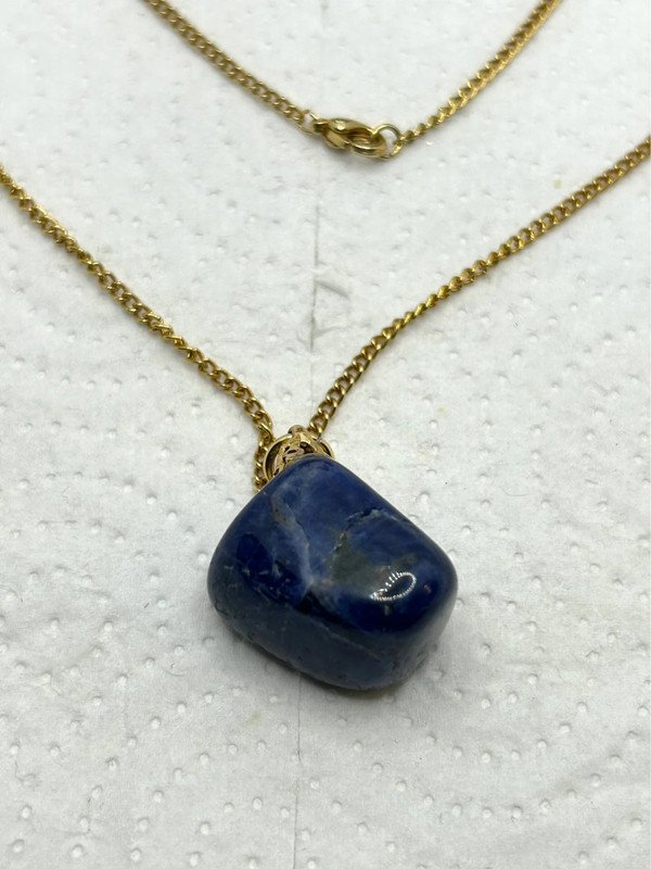 SALE Wunderschöne Vintage Kette Edelstahl/vergoldet mit Lapislazuli Anhänger