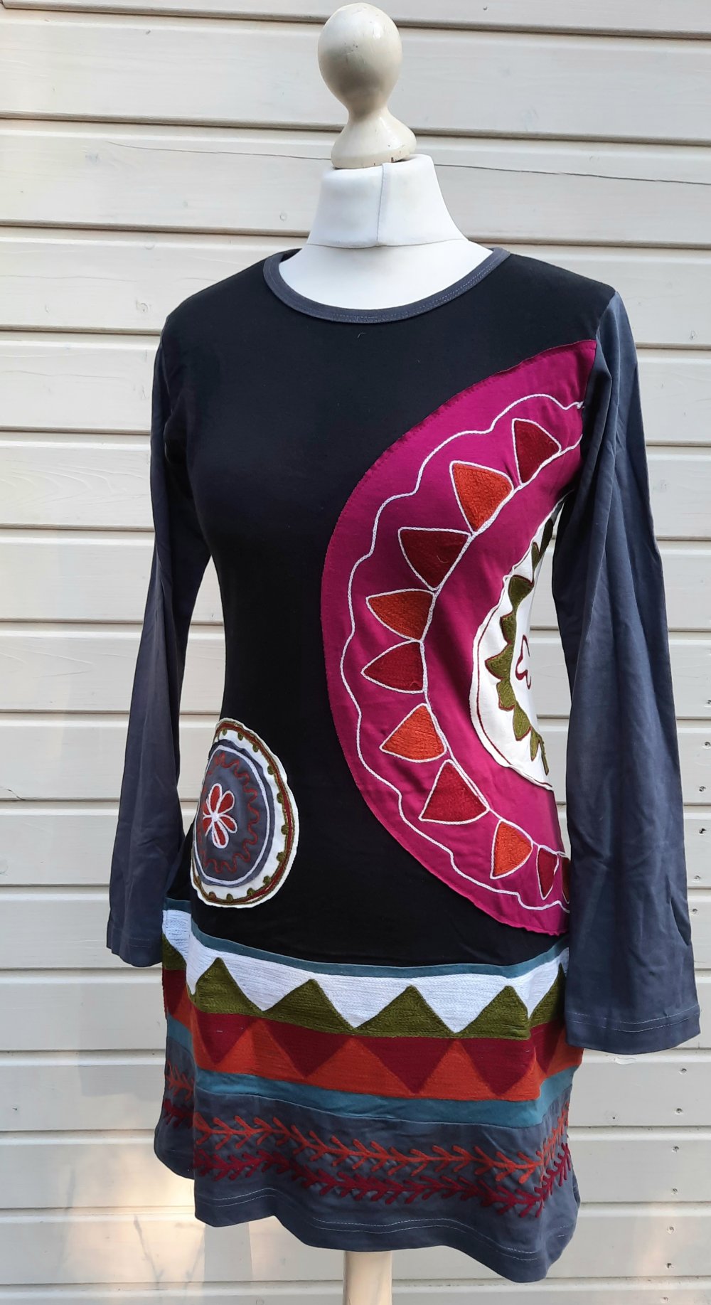 Ethnokleid Stiefelkleid Bohokleid Minikleid Baumwollkleid bestickt Mandala Ethno 