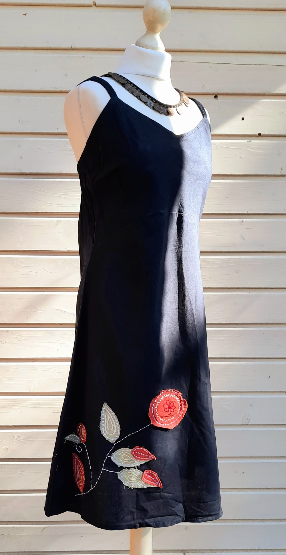 Sommerkleid schwarz Baumwolle midikleid blumenkleid Elfenkleid