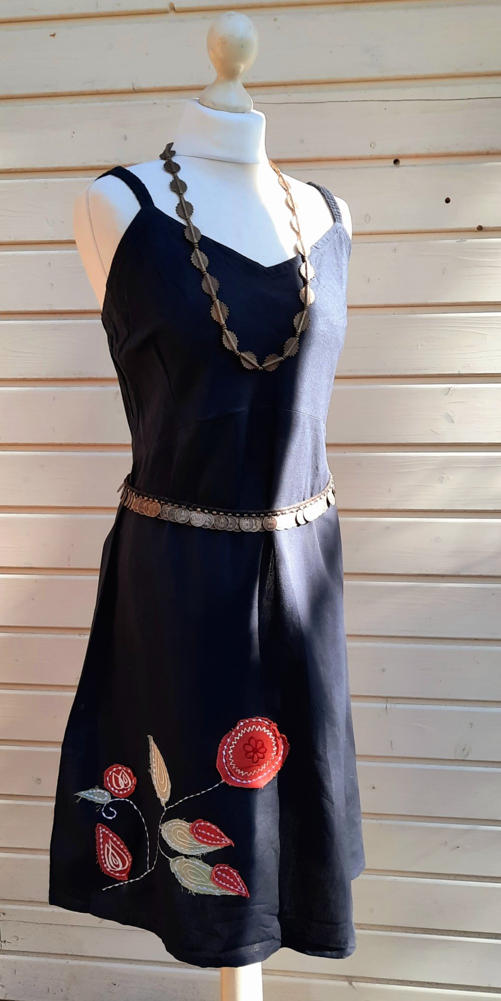 Sommerkleid schwarz Baumwolle midikleid blumenkleid Elfenkleid