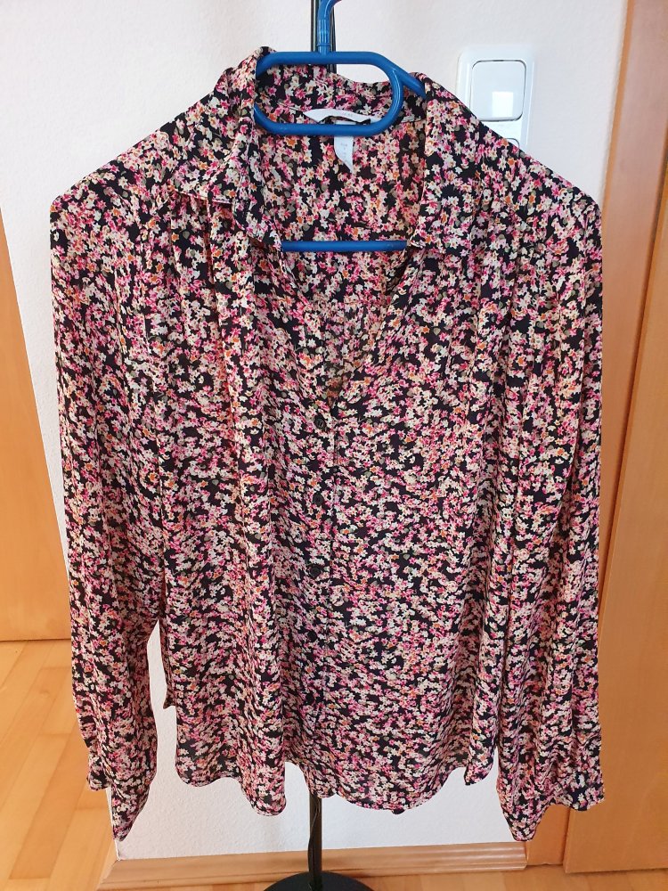 H&M Damen Oversized Bluse geblümt langarm S ( M )