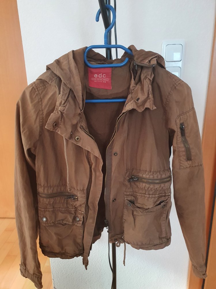 EDC Esprit Damen Jacke / Übergangsjacke XS ( S ) - Kapuze abnehmbar - used look XS ( S )
