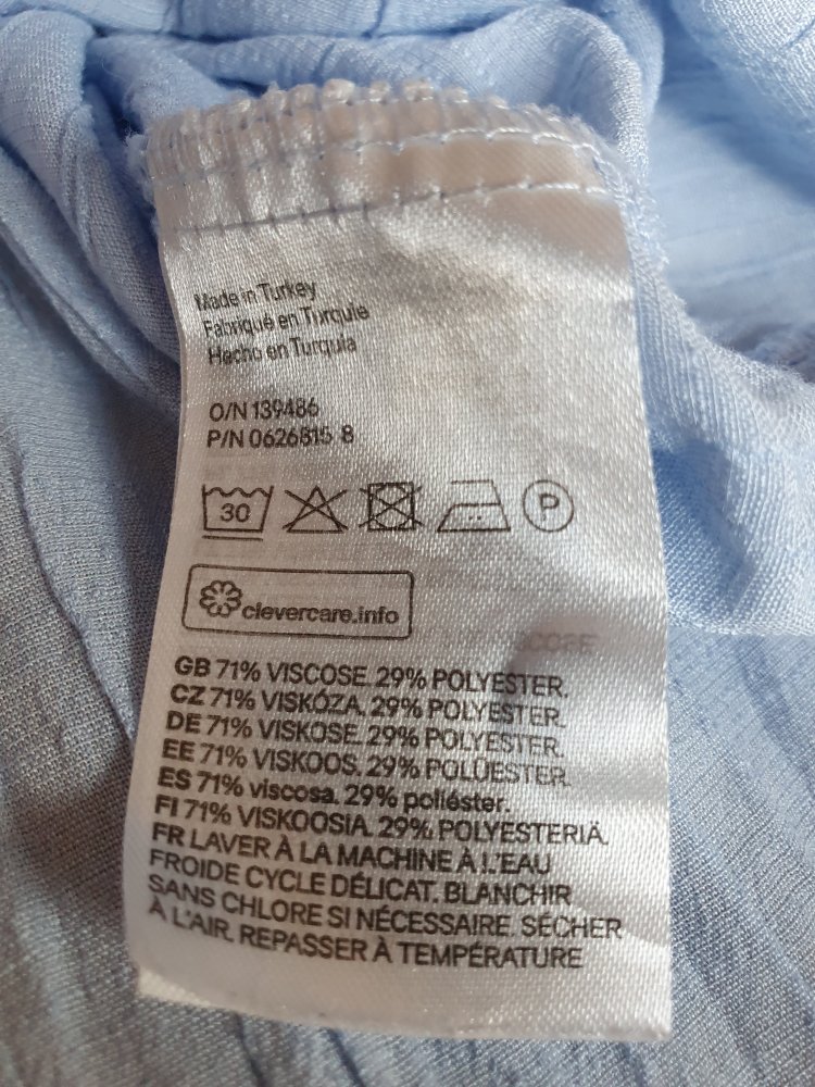 H&M Damen Oversized Bluse Gr 36 ( S M ) hell blau langarm gecrasht 