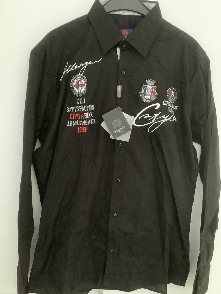 Cipo & Baxx Langarmhemd Schwarz Gr. L