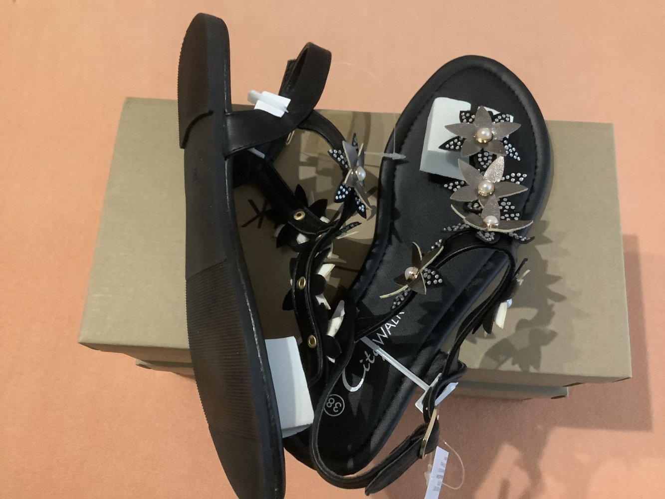 CITY WALK Riemchen-Sandale mit Blumen-Applikationen Gr. 38