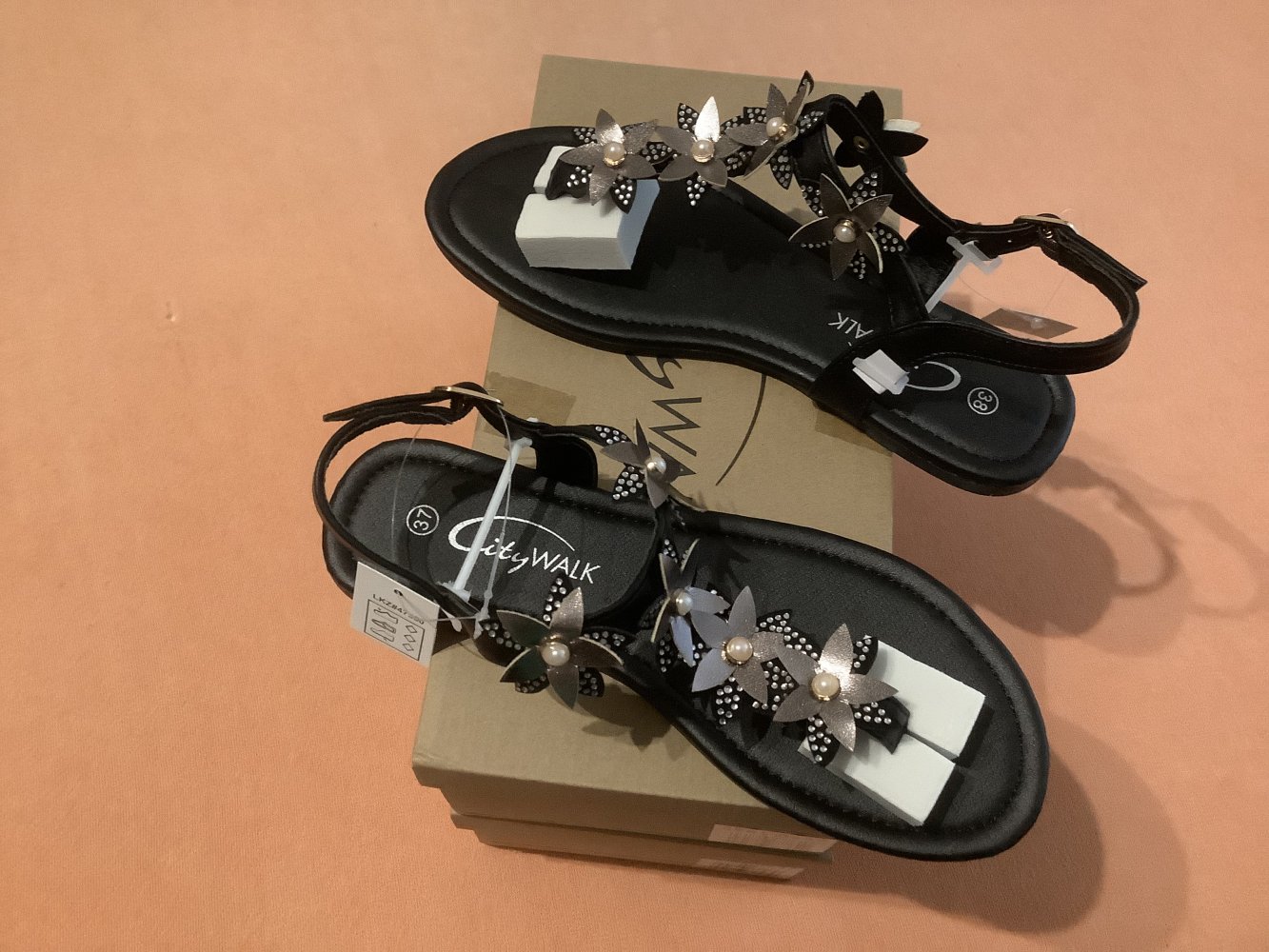 CITY WALK Riemchen-Sandale mit Blumen-Applikationen Gr. 38