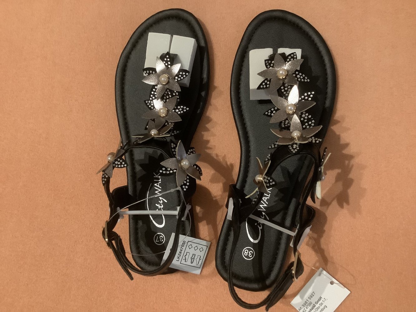 CITY WALK Riemchen-Sandale mit Blumen-Applikationen Gr. 38