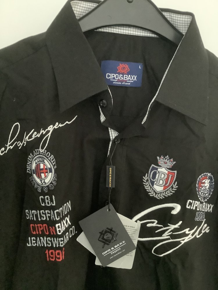 Cipo & Baxx Langarmhemd Schwarz Gr. L