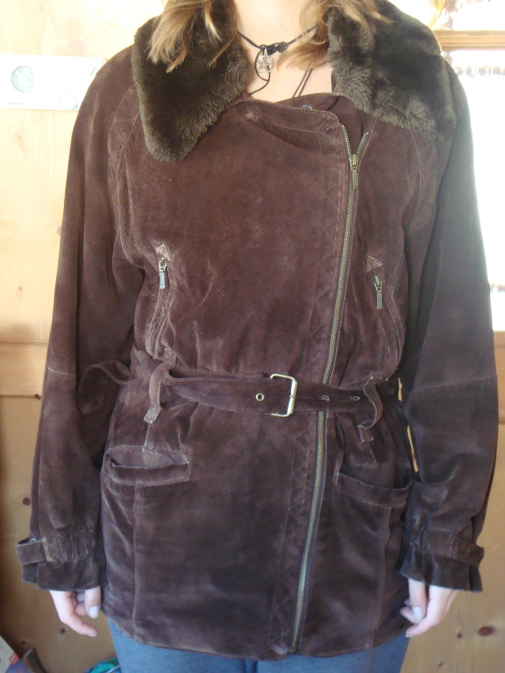 kaffeebraune Lederjacke Gr. M