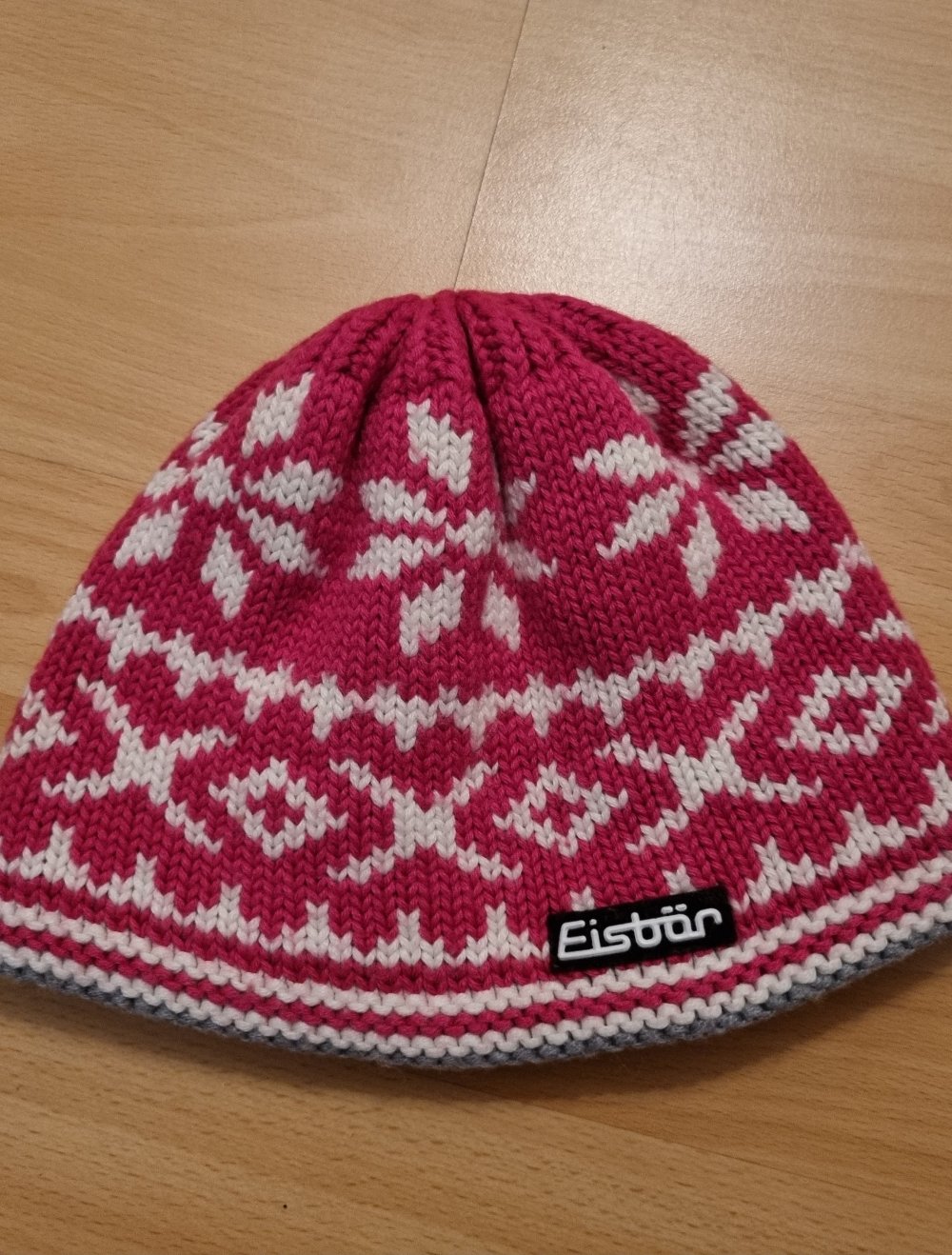 Eisbär Wollmütze Damen Pink Weiß