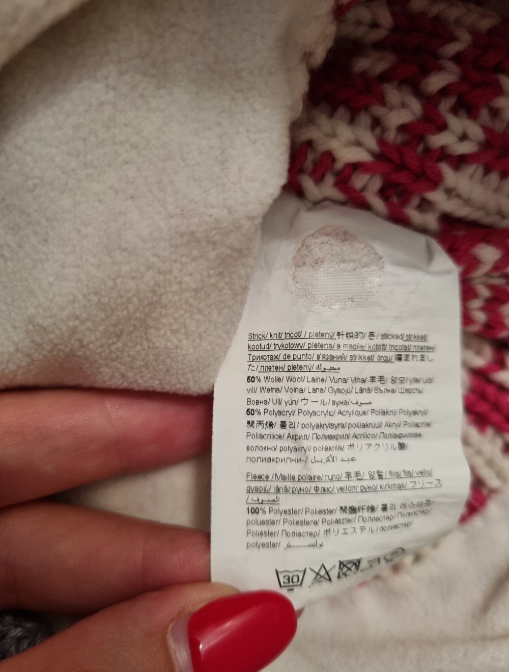 Eisbär Wollmütze Damen Pink Weiß