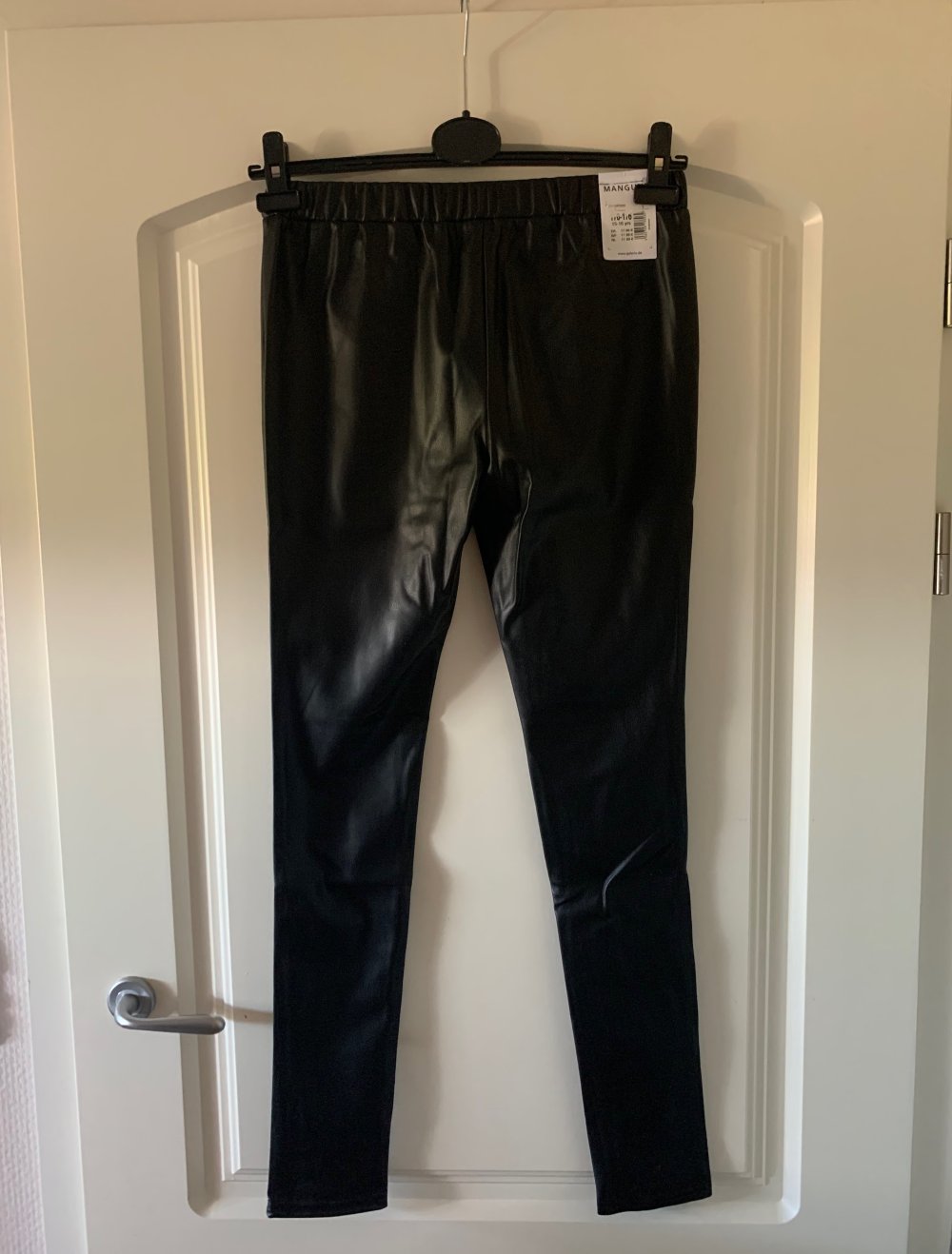 schwarze Lederhose; Leggings basic