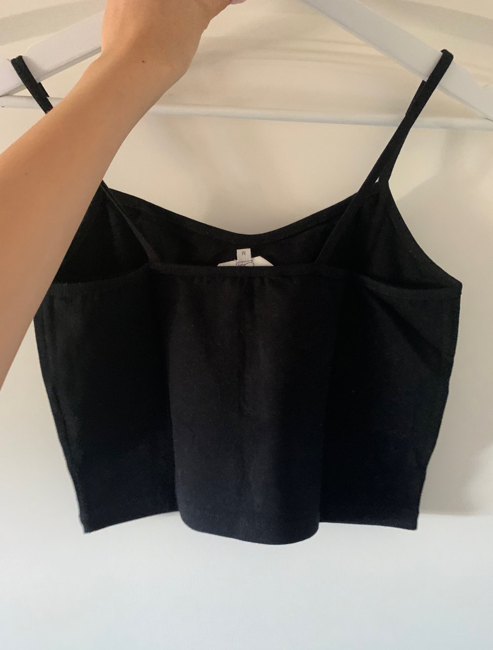 schwarzes Top, Croptop mit Aufdruck; vintage