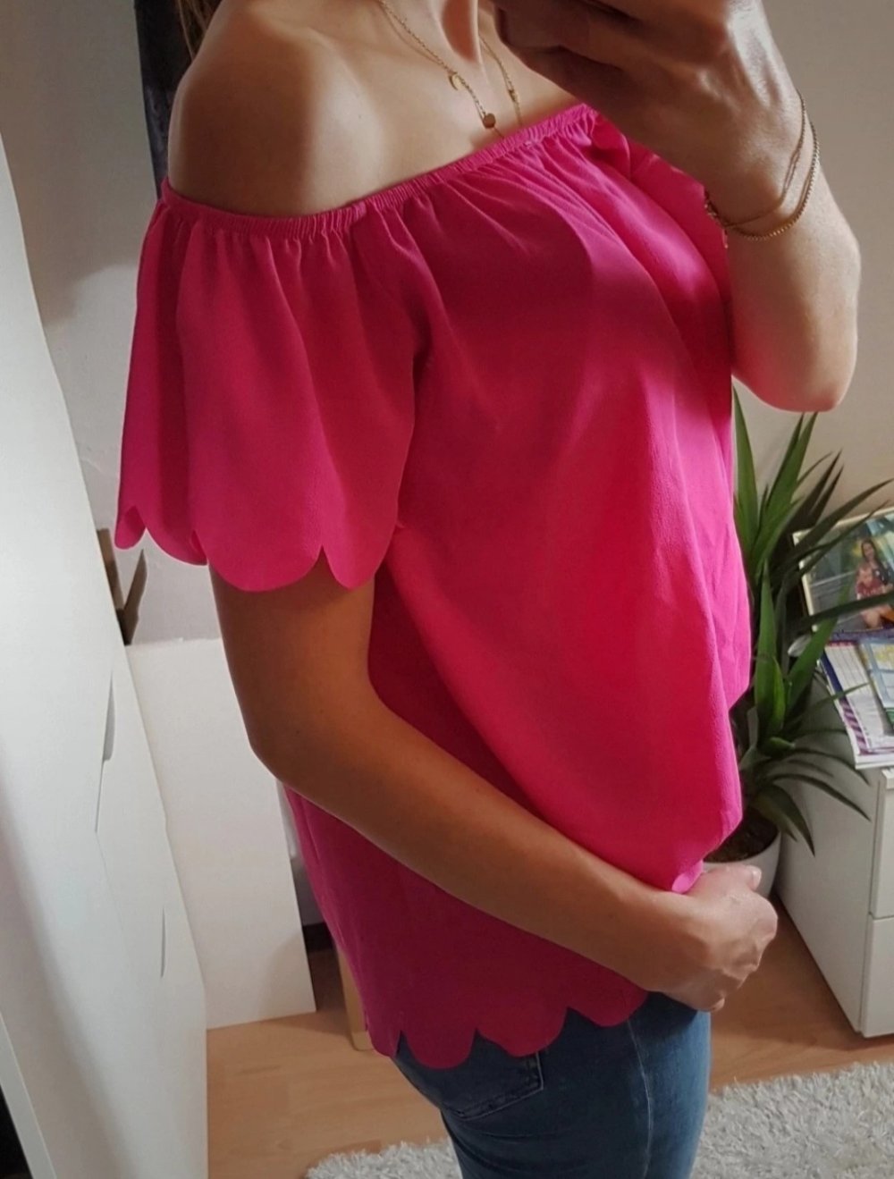 Shirt Off Shoulder Pink