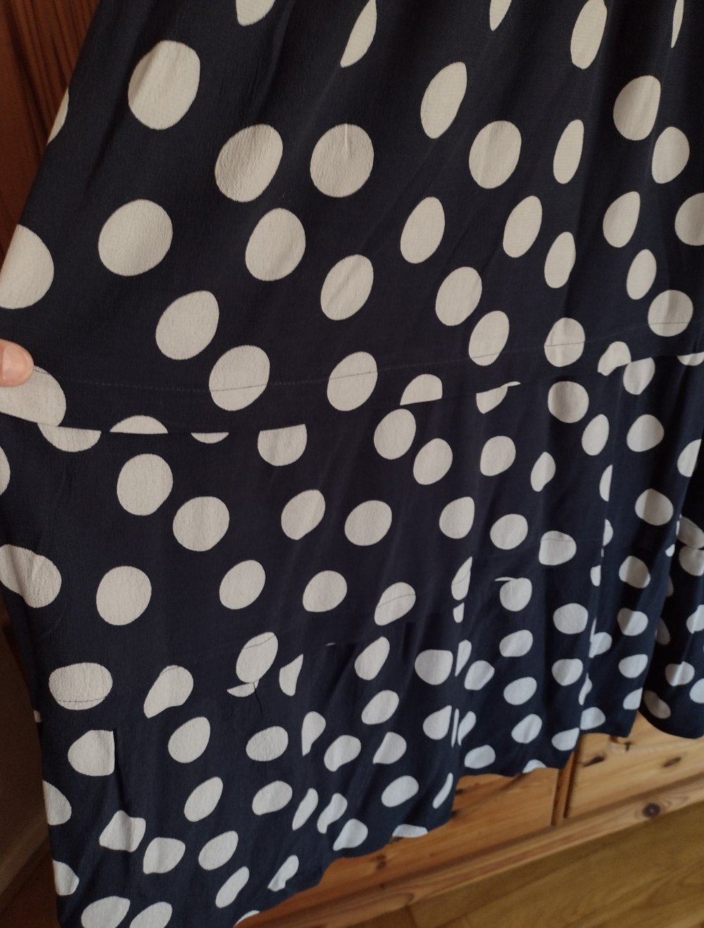 Marks& Spencer Collection ❤️ traumhaftes Maxikleid, Viskose-Krepp, marine/ weiße Dots, XL