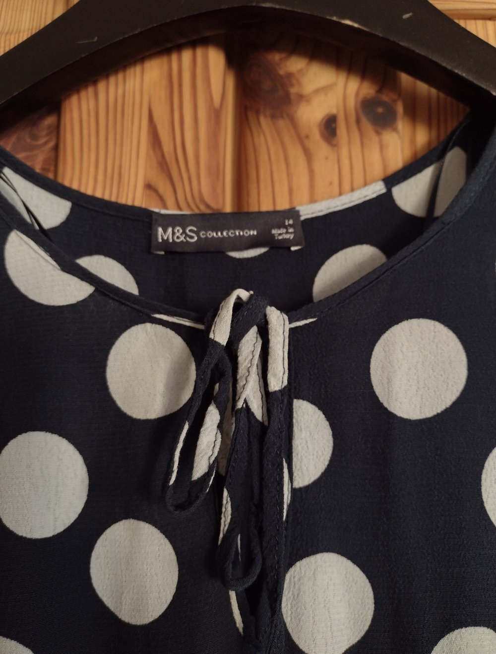 Marks& Spencer Collection ❤️ traumhaftes Maxikleid, Viskose-Krepp, marine/ weiße Dots, XL