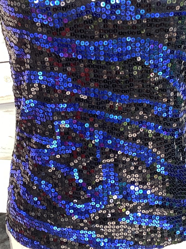 Pailletten Top ,blau /schwarz , Größe S / 36