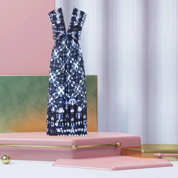 Kleid Dunkelblau Weiß Größe 32/34