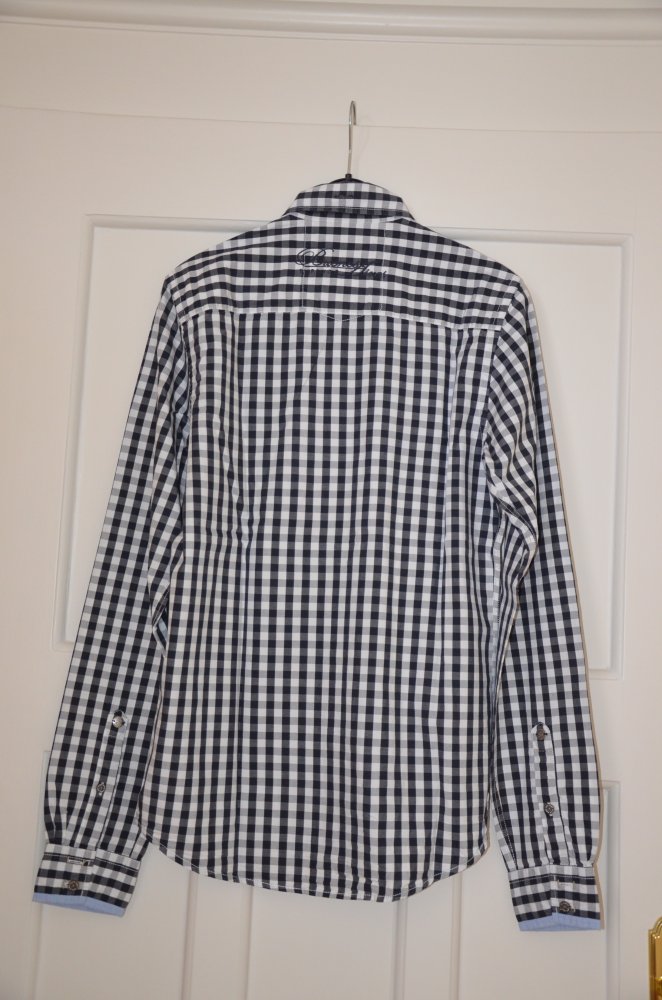 dunkelgrau-weiß kariertes Oberhemd - Gr. S - 