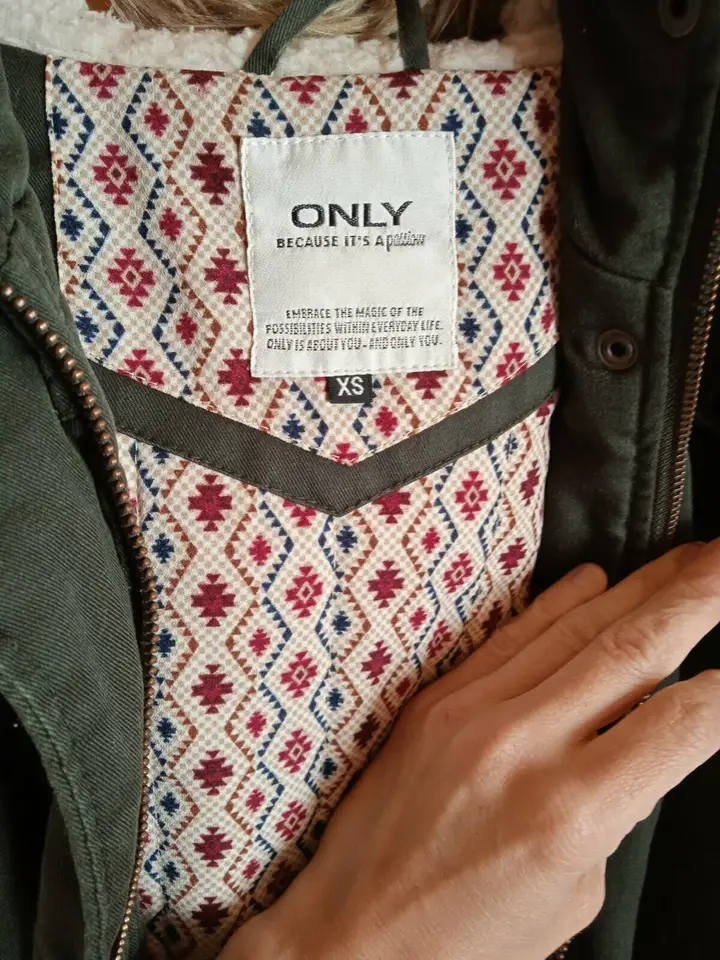 Only Mantel mit Fellkapuze 