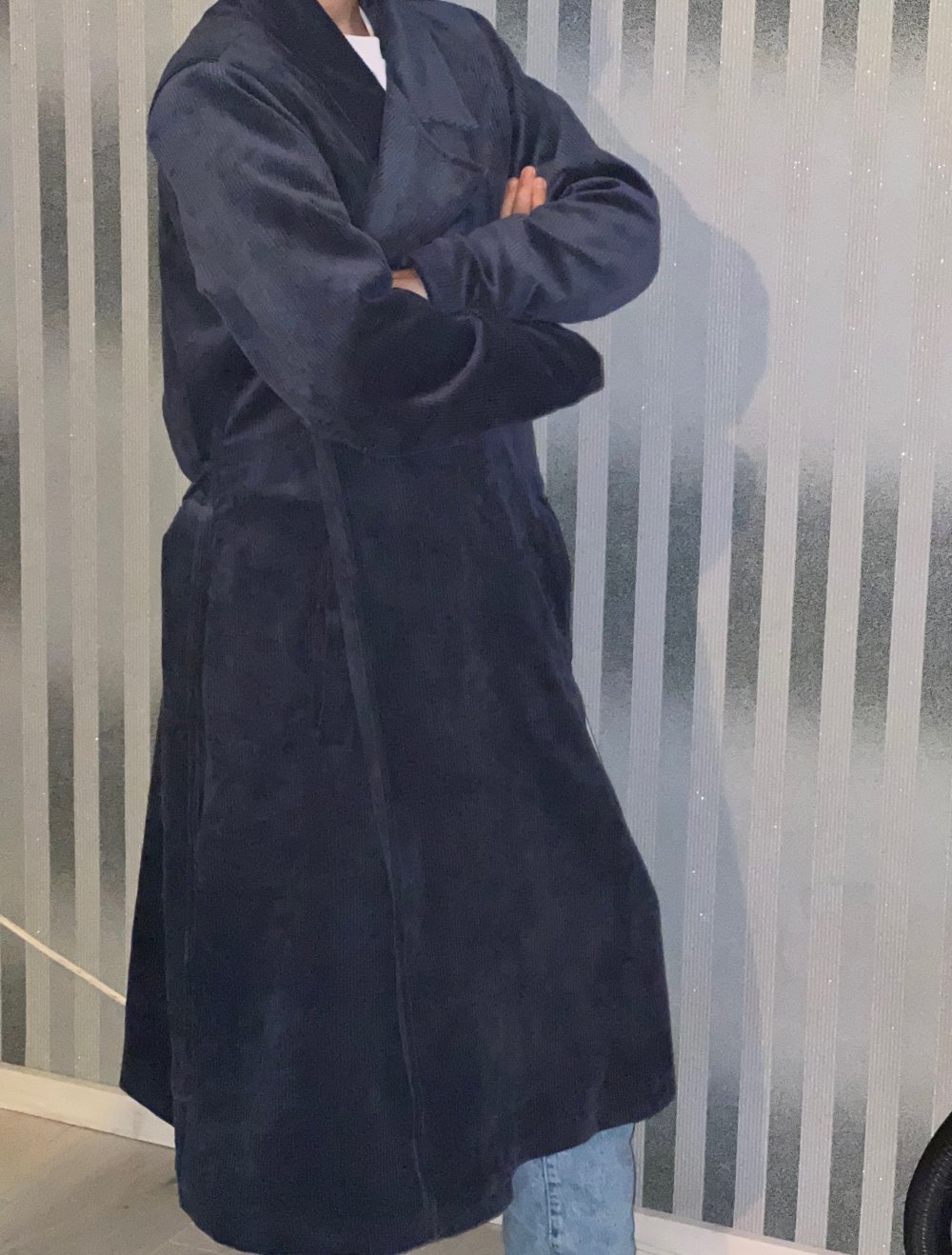 Langer Mantel Marienblau