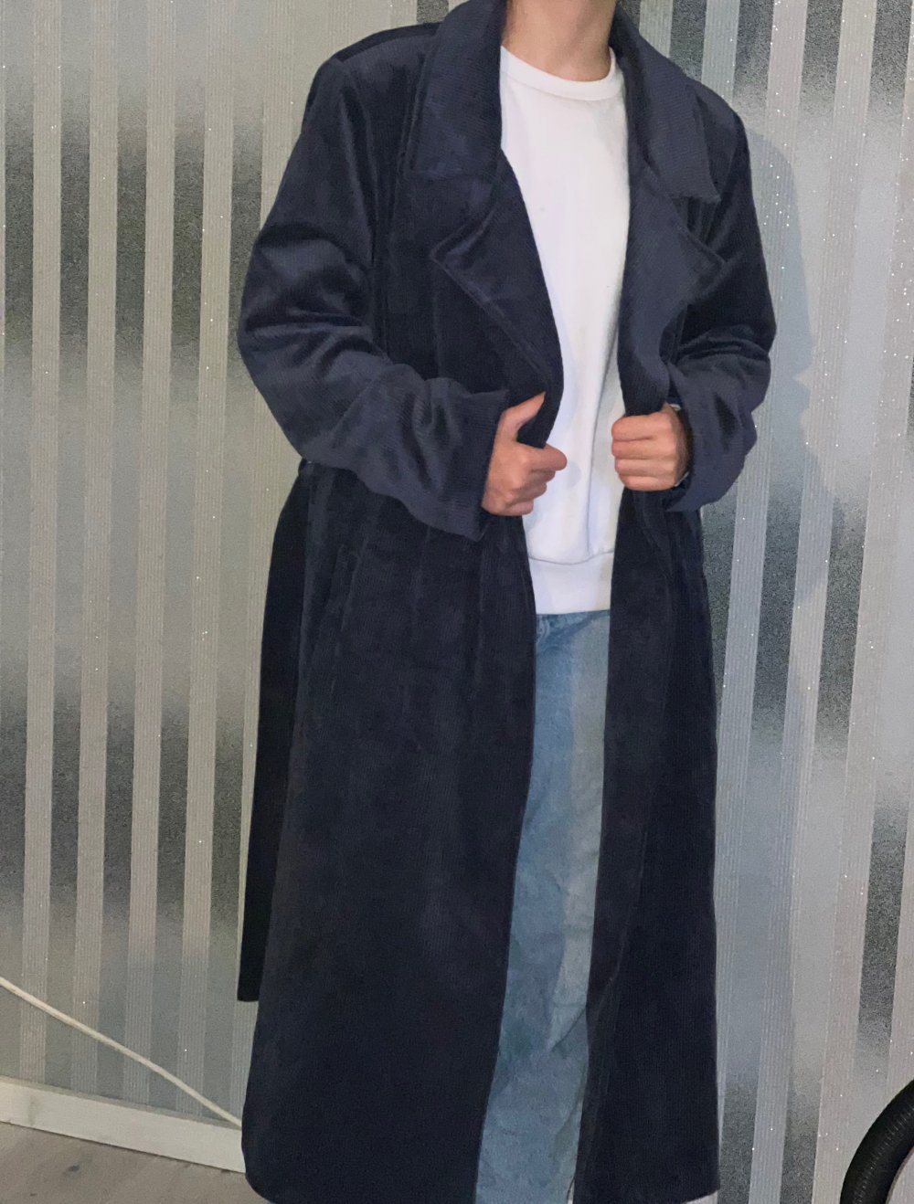 Langer Mantel Marienblau