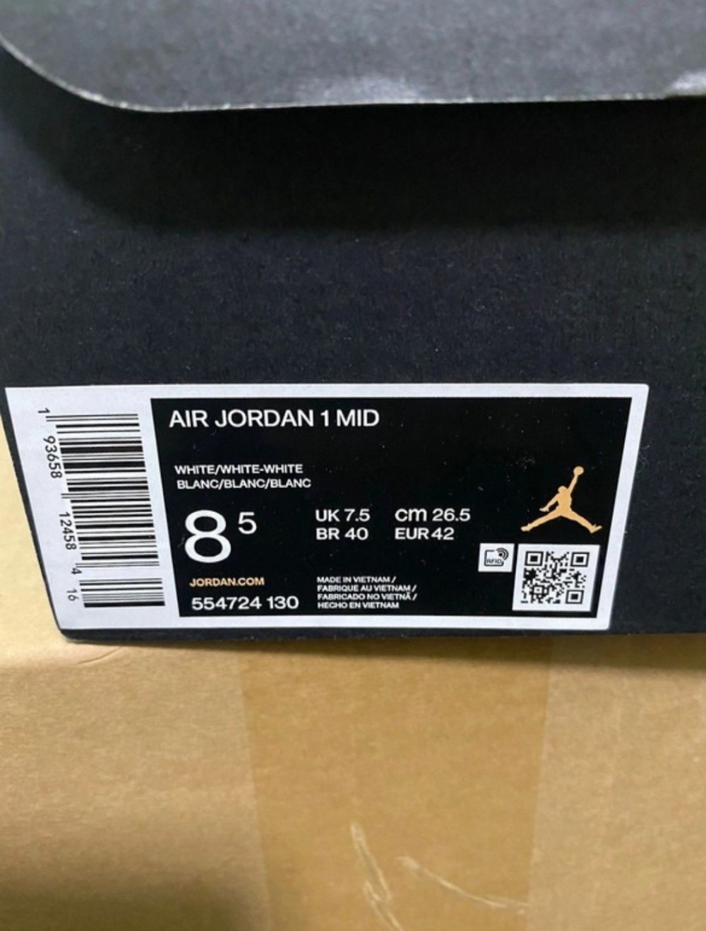 Air Jordan 1 MID Weiß (Größe 42)