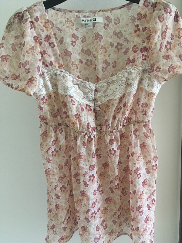 Rosa Bluse knöpfe krönen süß pastel