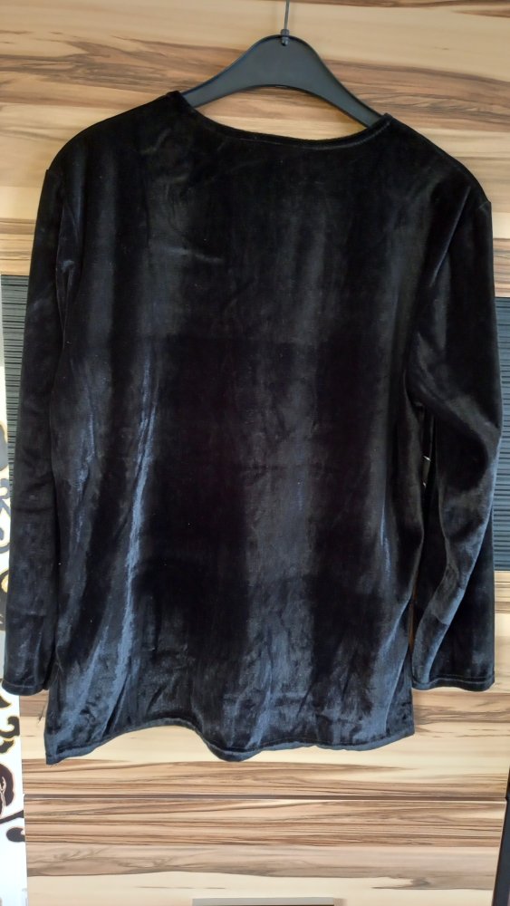 *neuwertige schöne samtartige Damenbluse, silbern bestickt*