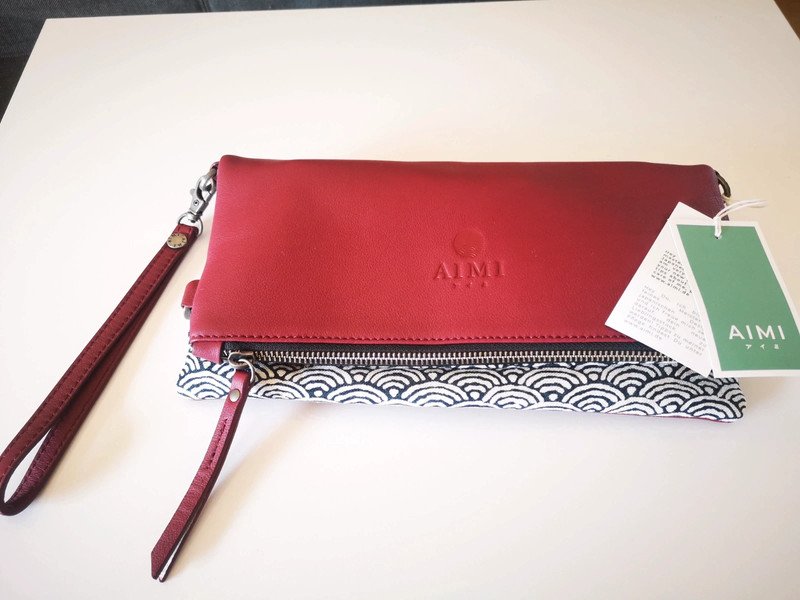 Aimi Umhänge Tasche Clutch Japan burgunder rot Herbst Leder