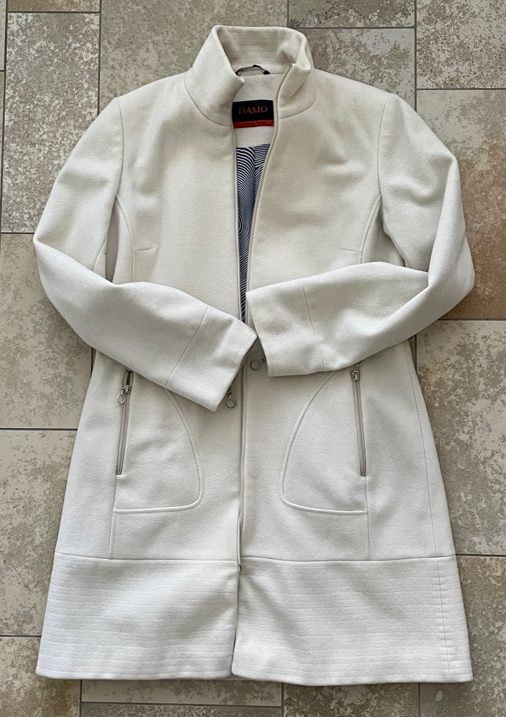 Cremefarbener Damenmantel Wolle/Kaschmir 