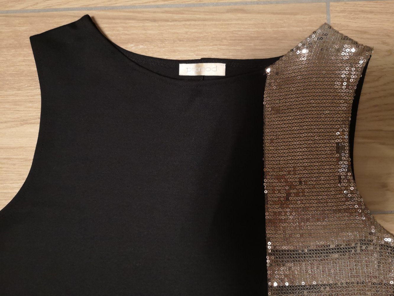 Schwarzes Abendkleid mit Pailletten, Promod, Gr. 40