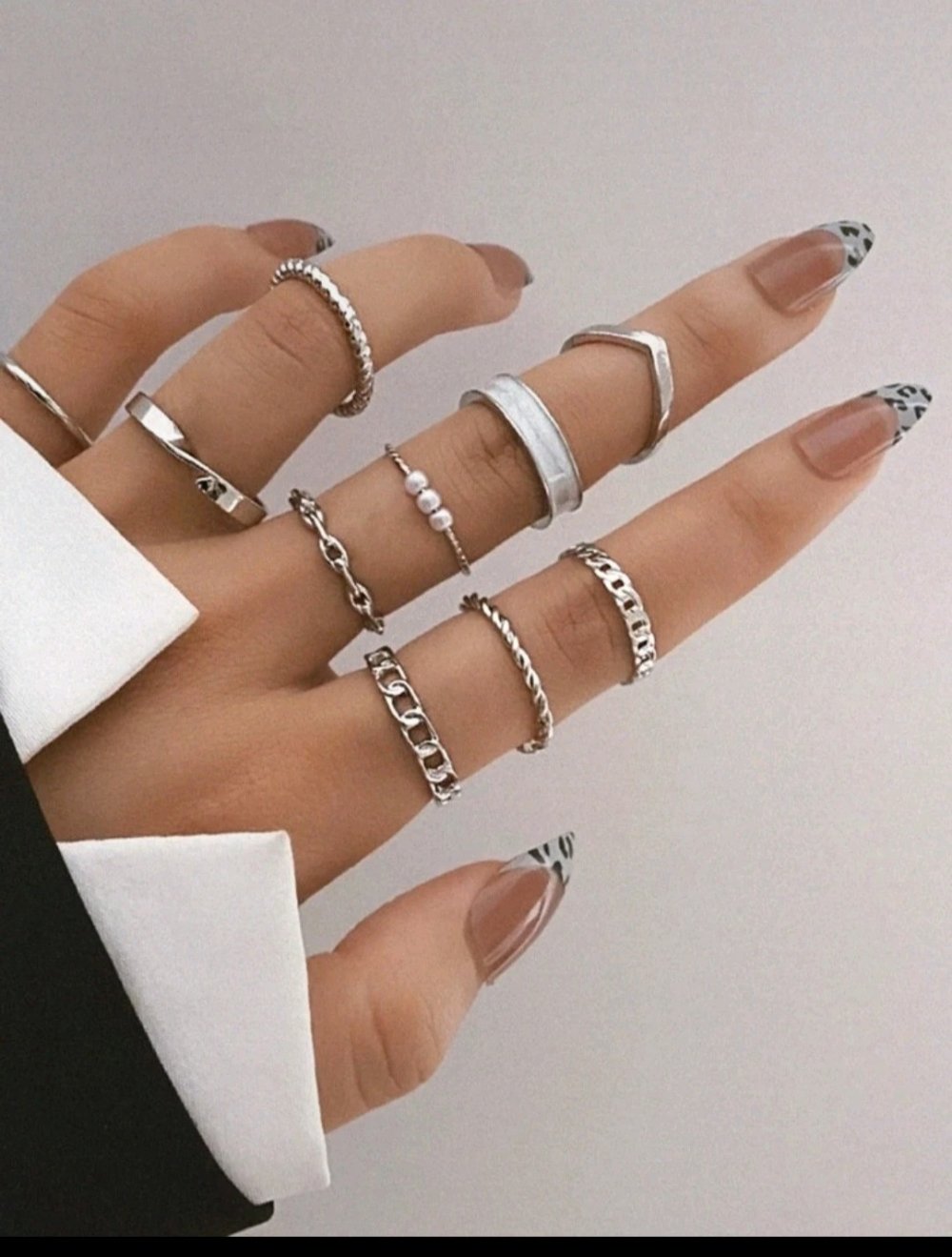 10er Set Ringe mit verschiedenen Designs