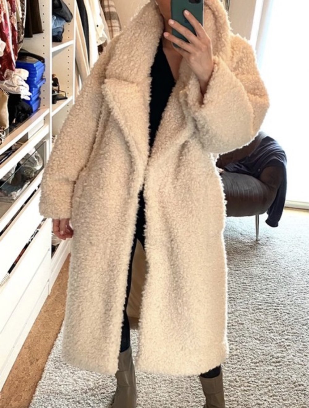 Damen Mantel Winterjacke Fell beige 36