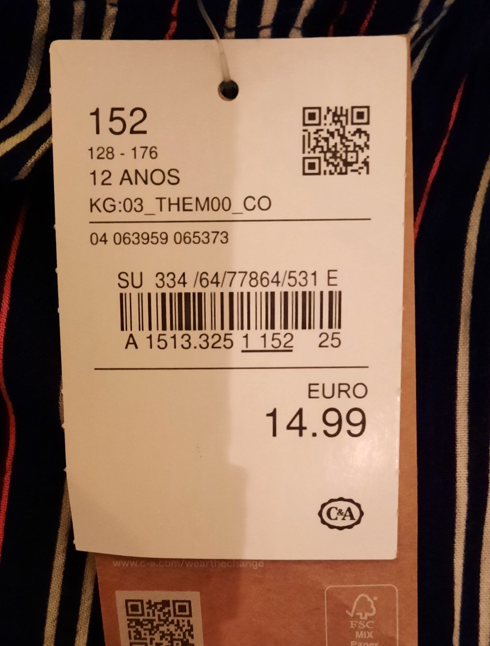 längsgestreifte dünne Stoffhose, 8€