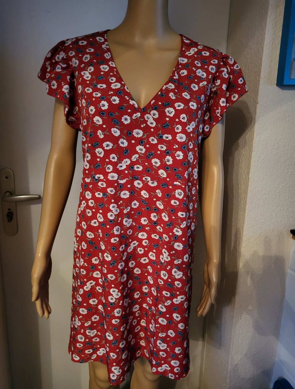 shein Kleid rot geblümmt L schmale XL