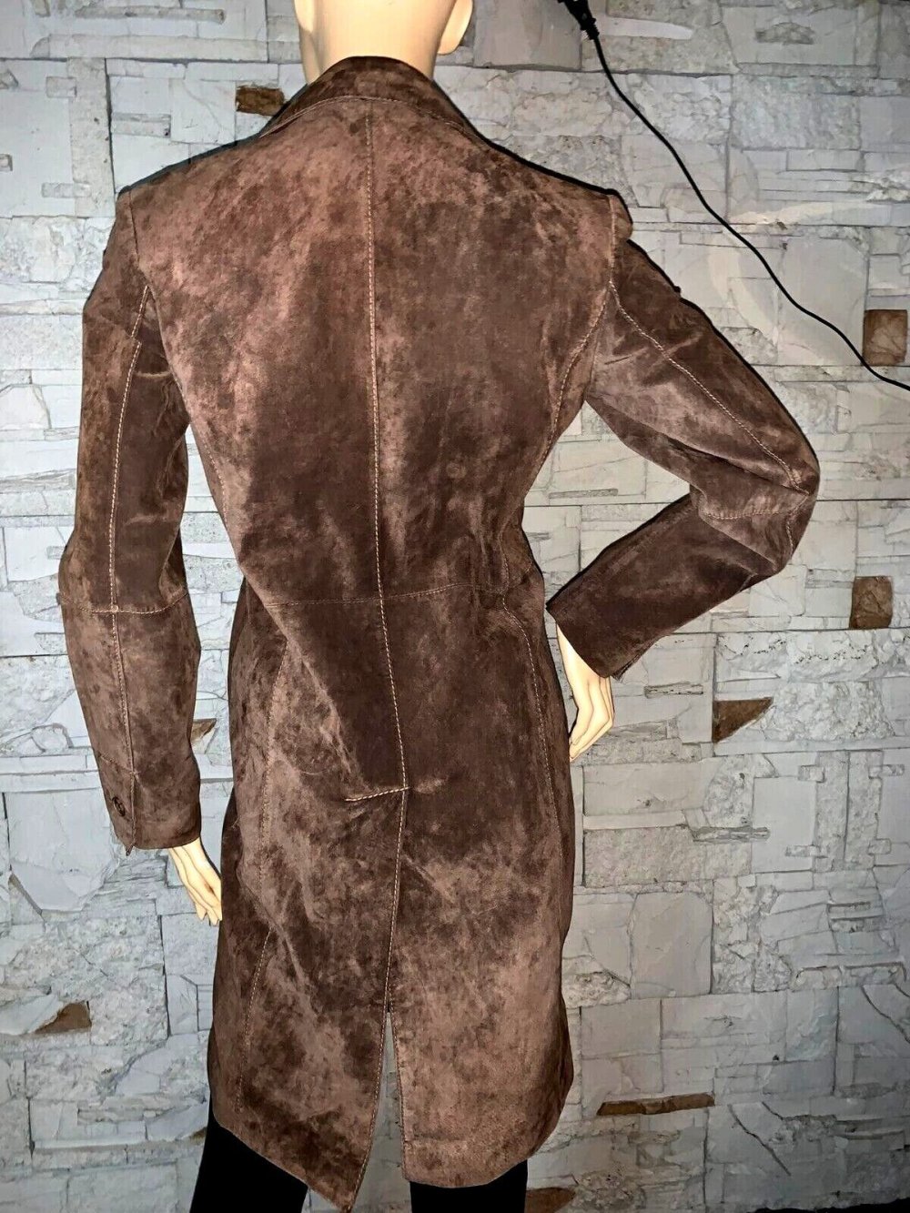 Echt Leder Mantel Jacke  in gr 38  Farbe Braun  Wildleder   AA - 48 cm Länge - 94 cm 