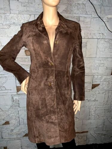 Echt Leder Mantel Jacke  in gr 38  Farbe Braun  Wildleder   AA - 48 cm Länge - 94 cm 